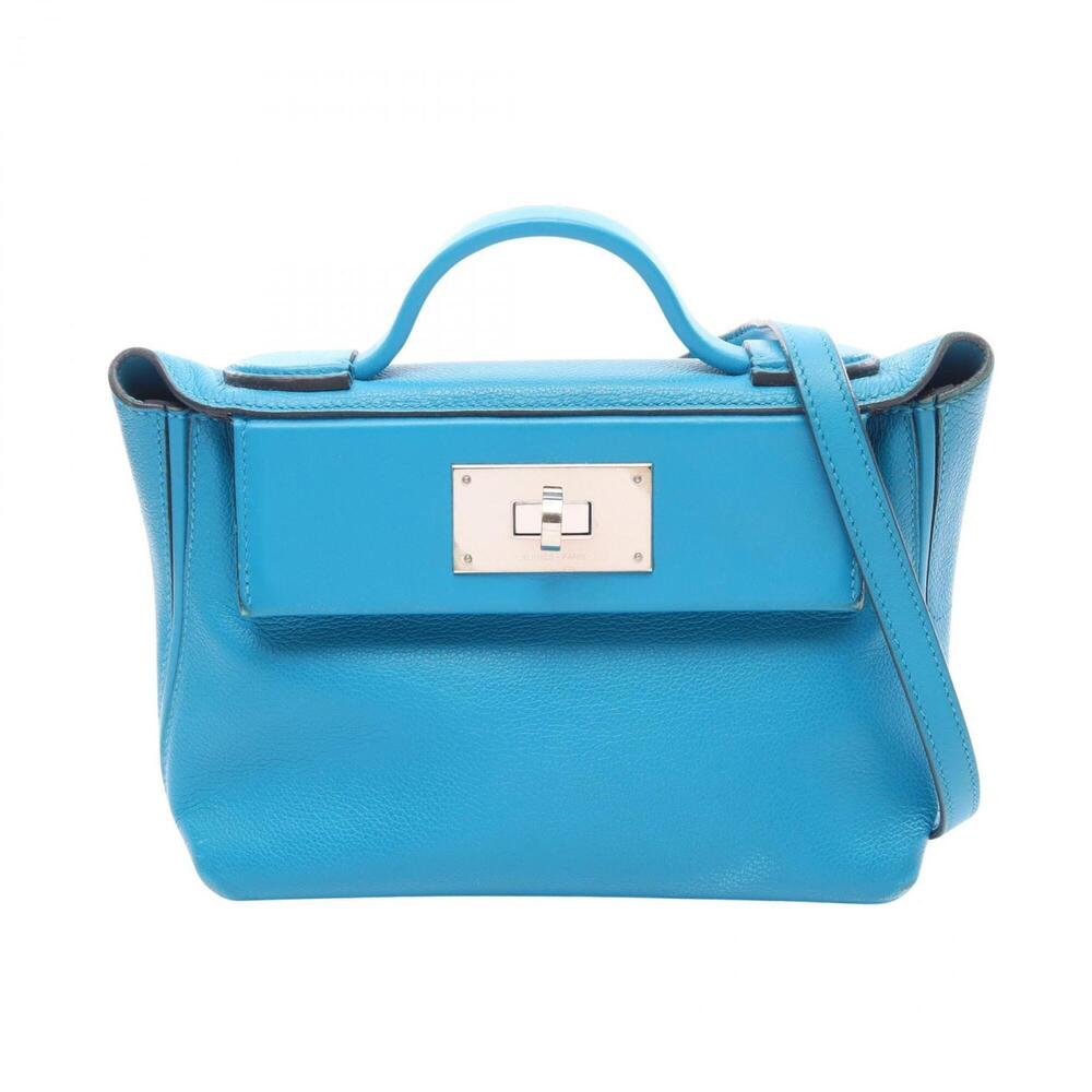 Hermes Sac 24 Mini 21 Blue Frida 2-Way Handbag Evercolor Veau Swift Women's